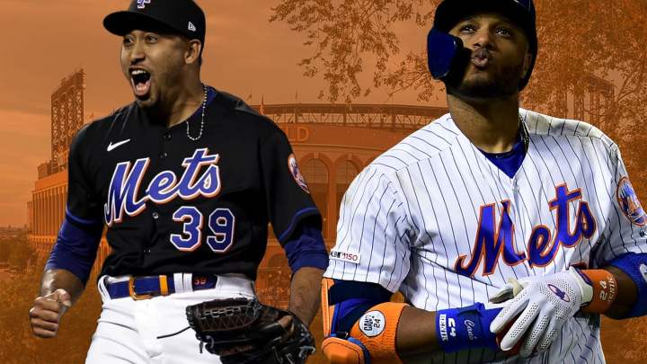 Edwin Diaz and Robinson Cano of the New York Mets